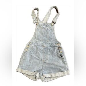 SHEIN Denim Short Overalls XS Light Wash Rolled Hem